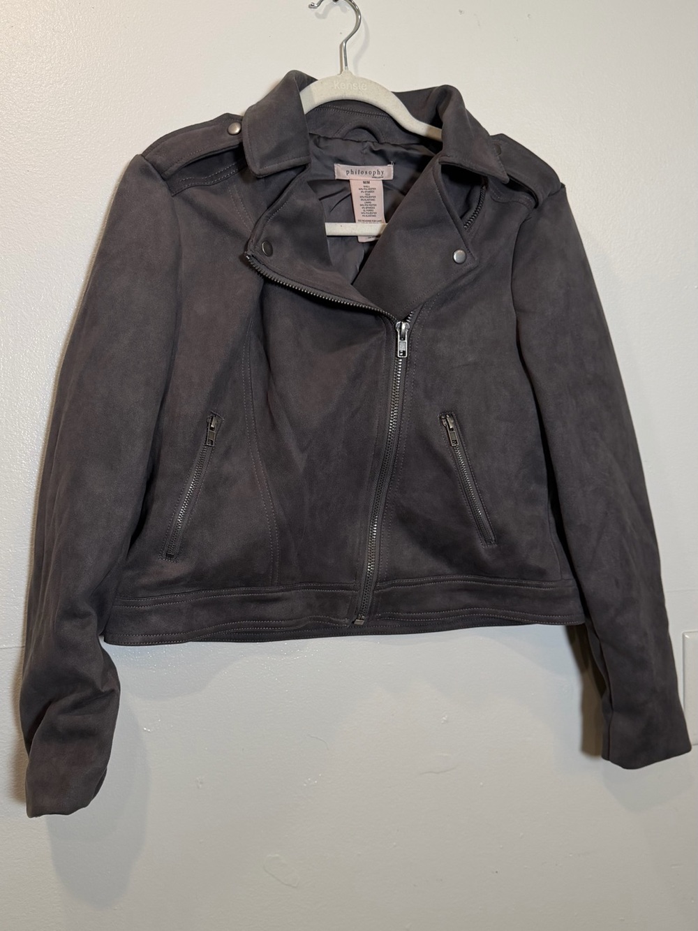 Philosophy Charcoal Suede Moto Jacket